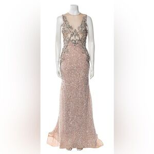 Portia and Scarlett Blush Sequin Gown Silver and Nude PS21413C